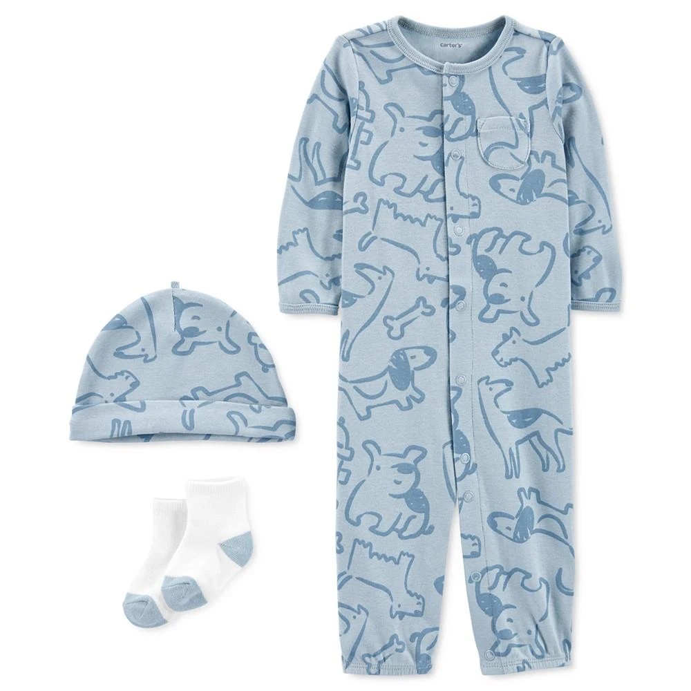 商品Carter's|Baby Boys Take Home Converter Gown Set with Hat and Socks, 3 Piece Set,价格¥59,第1张图片