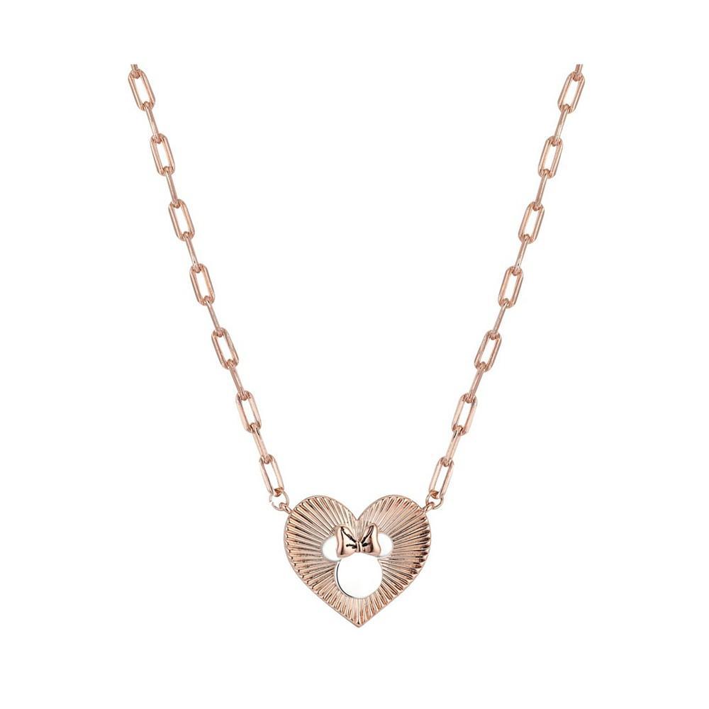 商品Disney|Two-Tone Rose Gold Flash-Plated Minnie Mouse Heart Pendant Necklace,价格¥111,第1张图片