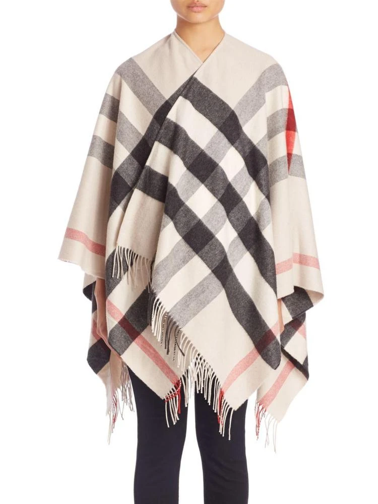 商品Burberry|Collette Merino Wool & Cashmere Check Cape,价格¥5974,第1张图片