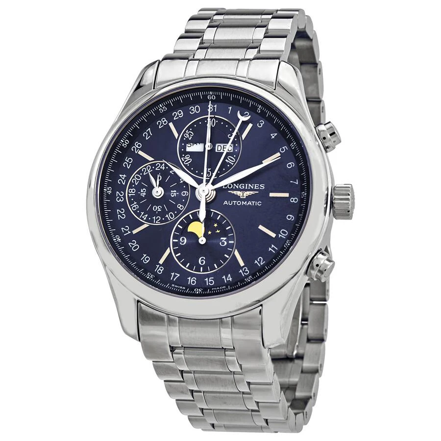商品Longines|Master Collection Moon Phase Chronograph Automatic Sunray Blue Dial Men's Watch L2.773.4.92.6,价格¥21835,第1张图片