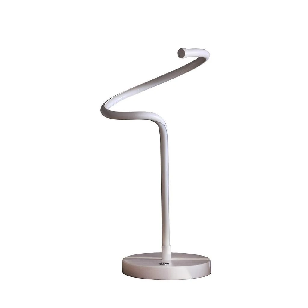 商品Streamdale Furniture|Streamdale 19-Inch LED Matte White Curvilinear S-Curve Spiral Tube LED Table,价格¥885,第1张图片