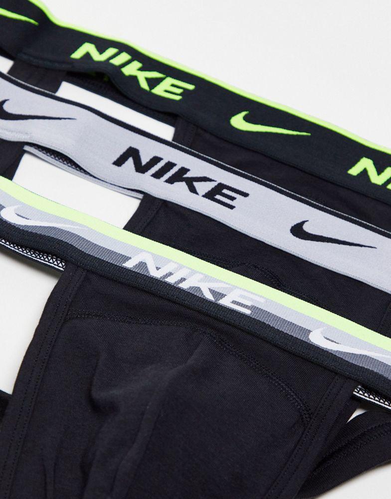 商品NIKE|Nike 3 pack jock straps in black with coloured waistbands,价格¥241,第5张图片详细描述
