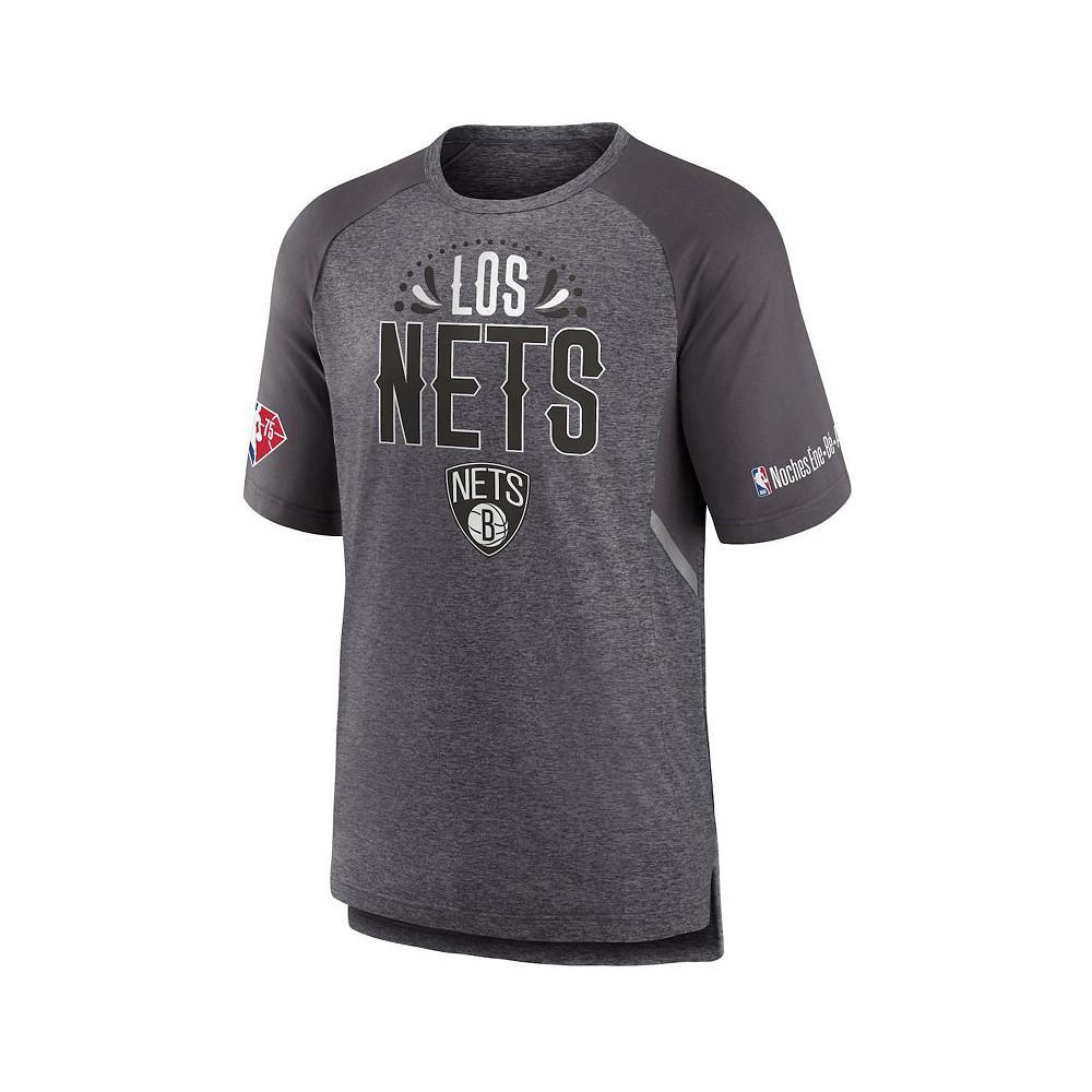 商品Fanatics|Men's Branded Heathered Gray Brooklyn Nets 2022 Noches Ene-Be-A Core Shooting Raglan T-shirt,价格¥373,第5张图片详细描述