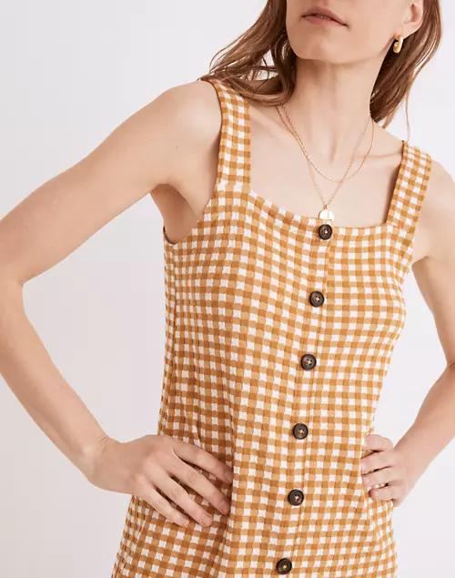 Jacquard Button-Front Mini Dress in Gingham Check商品第4张图片规格展示