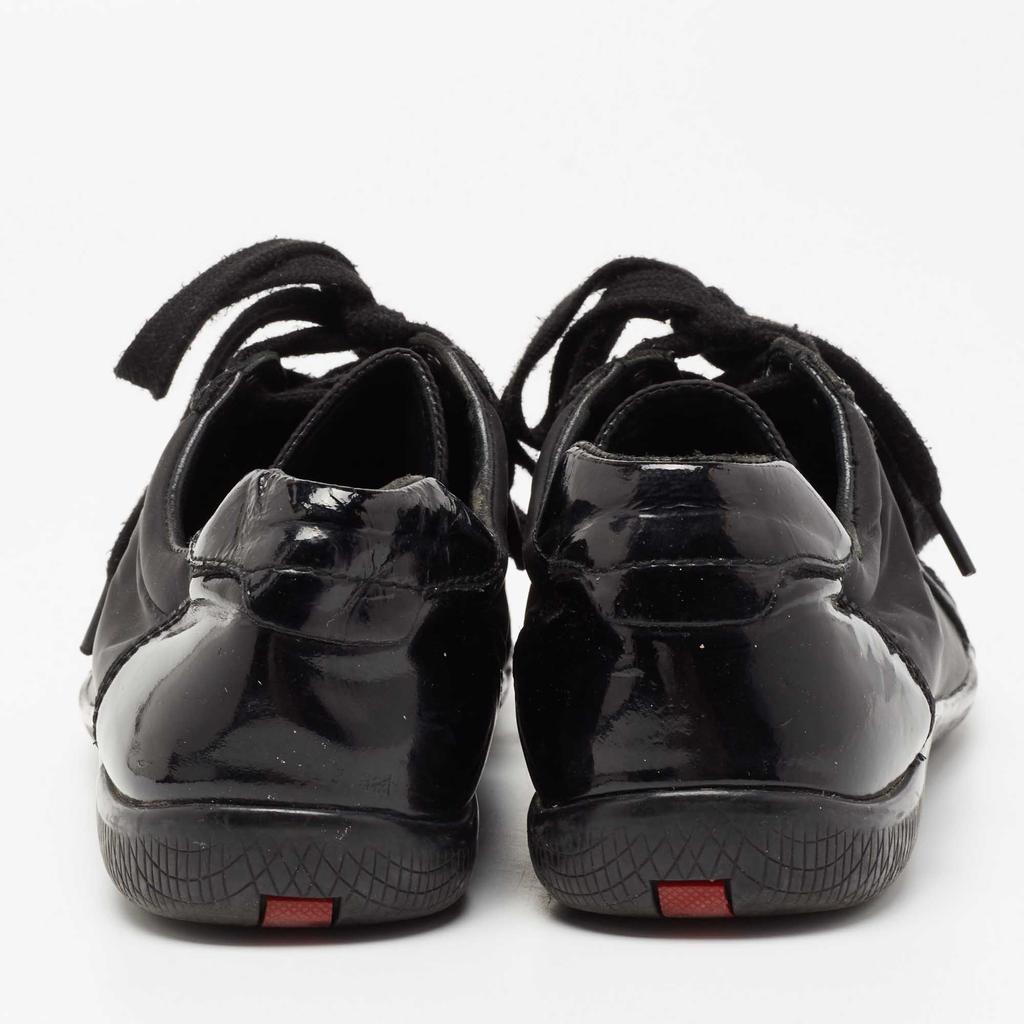 Prada Sport Black Patent Leather and Neoprene Low-Top Sneakers Size 39商品第5张图片规格展示