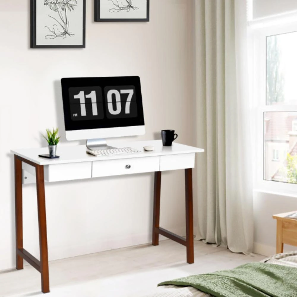 商品Hivvago|Computer Desk Laptop PC Writing Table Makeup Vanity Table-Walnut,价格¥1398,第1张图片