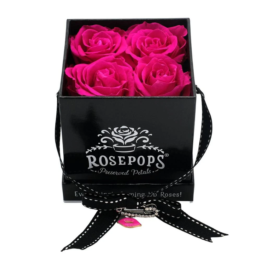 商品Rosepops|Pop-Up Real Raspberry Punch Roses with Complementary Kiss Enamel Charm, Box of 4,价格¥672,第2张图片详细描述