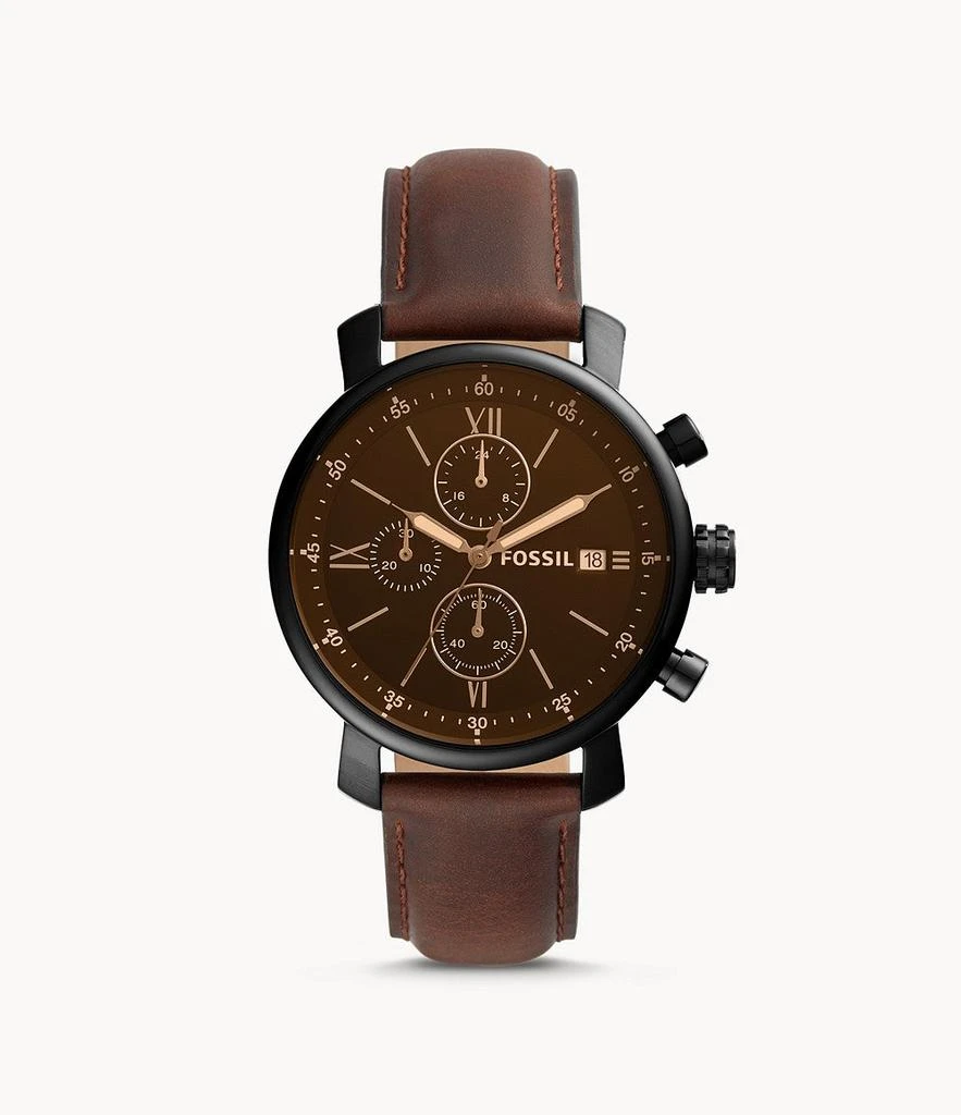 商品Fossil|Fossil Men's Rhett Chronograph, Black-Tone Stainless Steel Watch,价格¥354,第1张图片
