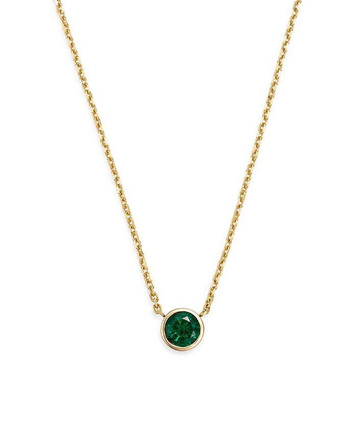 商品Bloomingdale's|Emerald Bezel Pendant Necklace in 14K Yellow Gold, 16" - Exclusive,价格¥11344,第1张图片详细描述