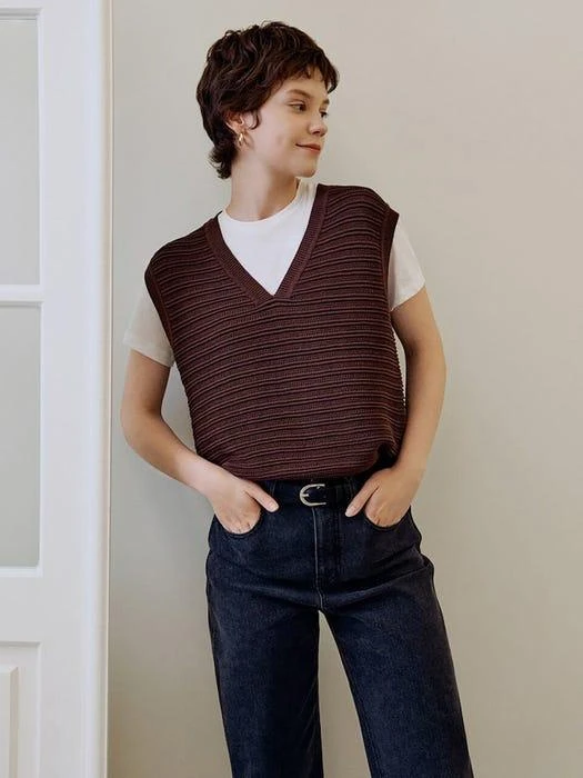 商品kotelo|Textured Vest (Chocolate),价格¥1186,第1张图片