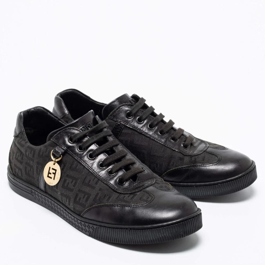 商品[二手商品] Fendi|Fendi Black Zucca Canvas And Leather Low Top Sneakers Size 37.5,价格¥1395,第4张图片详细描述