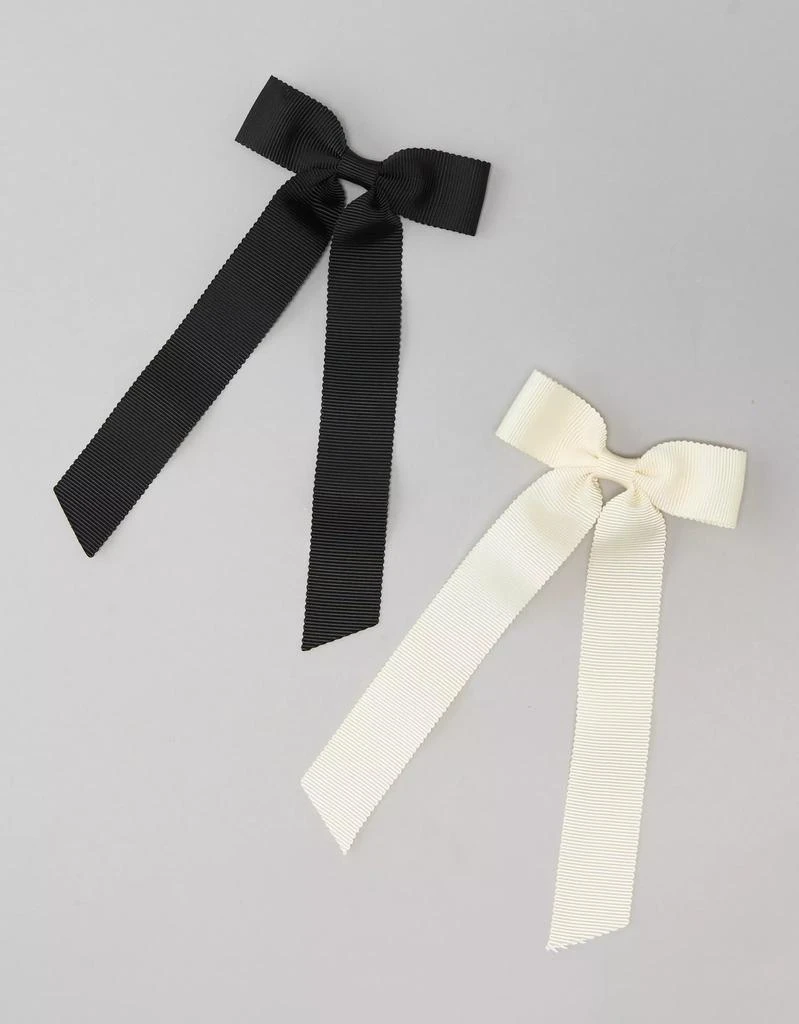 商品AE|AE Black & Cream Hair Bow 2-Pack,价格¥75,第1张图片