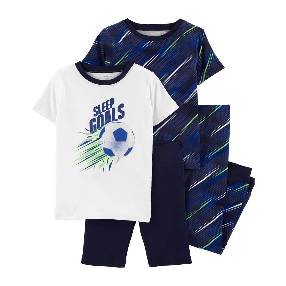 商品Carter's|Little Boys 4-Piece Snug Fit T-shirt, Shorts and Pajama Set,价格¥165,第1张图片