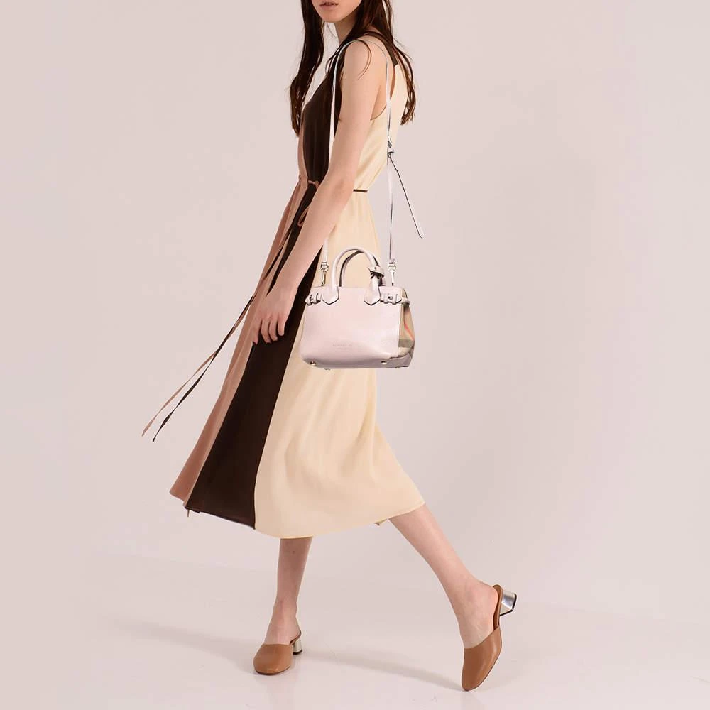 商品[二手商品] Burberry|Burberry Pink/Beige House Check Canvas and Leather Mini Banner Tote,价格¥4717,第2张图片详细描述