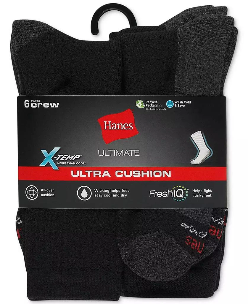 商品Hanes|Men's 6-Pk. Ultimate Xtemp Ultra Cushion Crew Socks,价格¥114,第3张图片详细描述