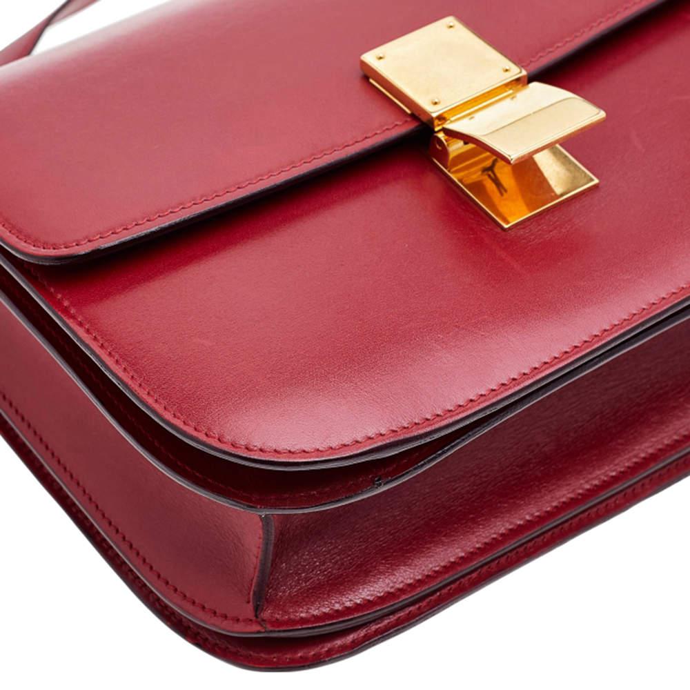 Celine Red Leather Medium Classic Box Shoulder Bag商品第10张图片规格展示