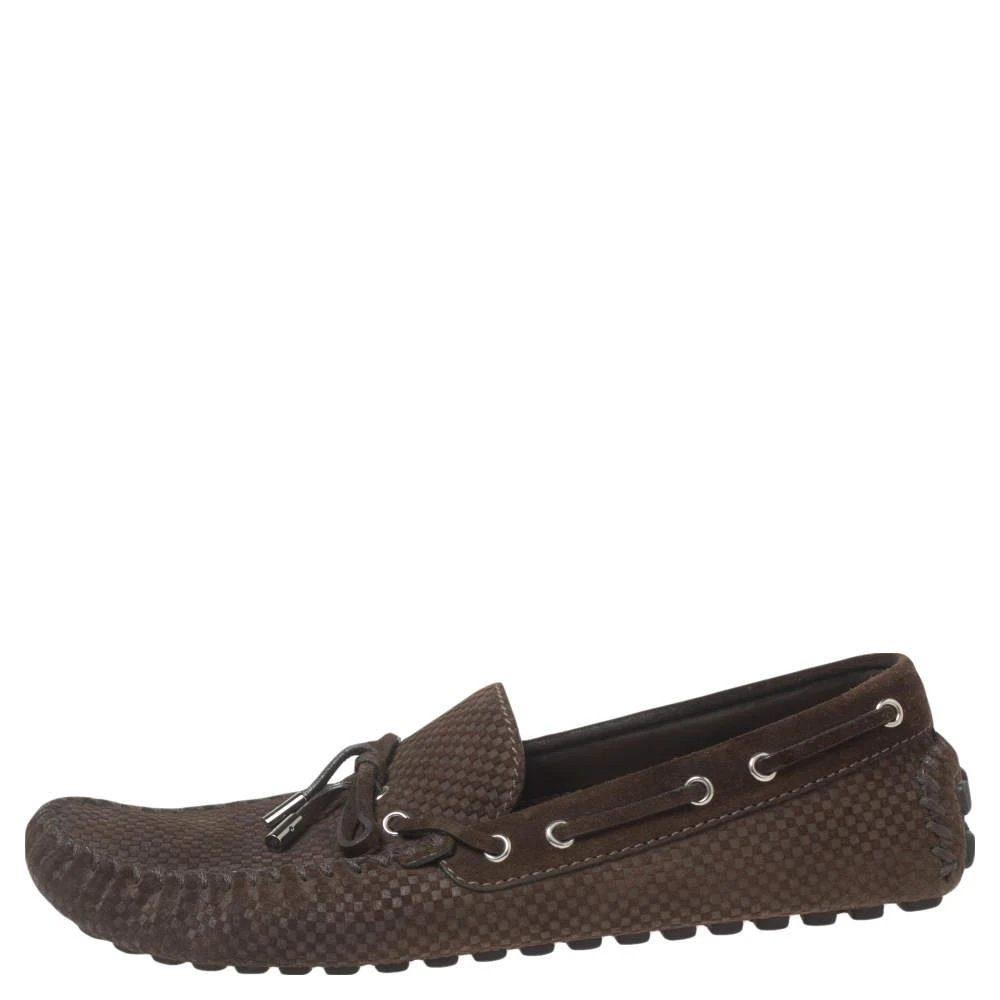 商品[二手商品] Louis Vuitton|Louis Vuitton Brown Petit Damier Suede Bow Loafers Size 44,价格¥2479,第2张图片详细描述