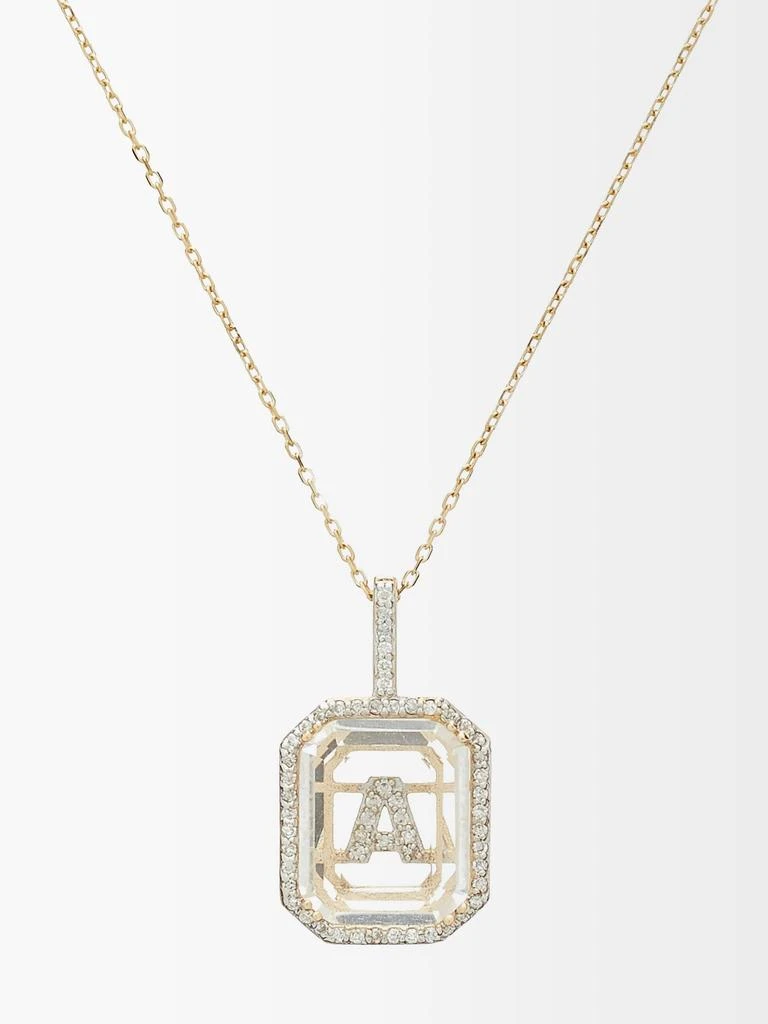 商品MATEO|Initials diamond, quartz & 14kt gold necklace A-M,价格¥14992,第1张图片