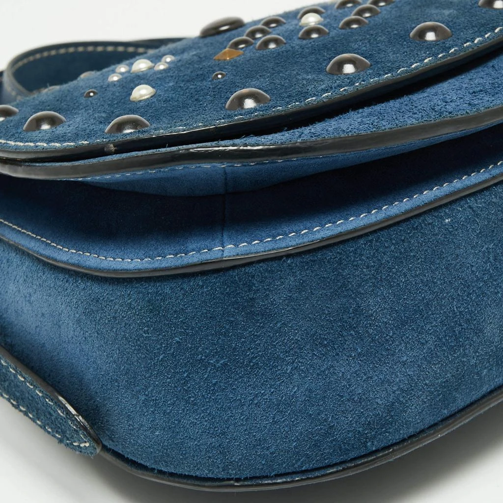 Coach Blue Leather Studded Saddle Crossbody Bag 商品