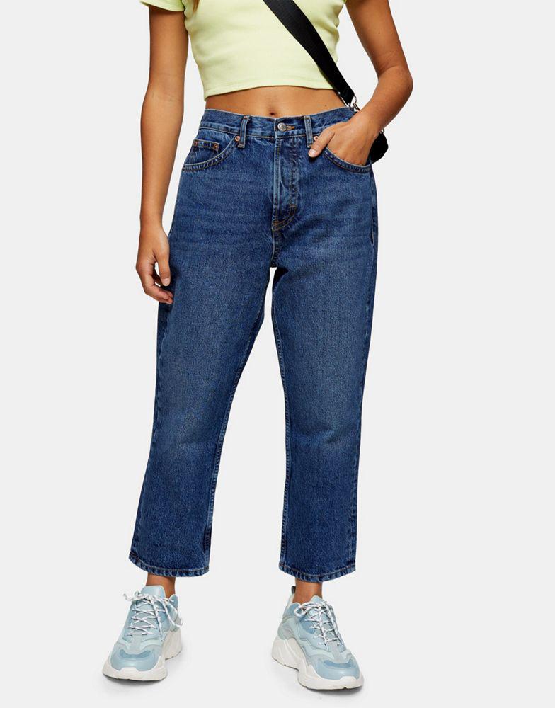 Topshop Petite Editor jeans in mid wash商品第4张图片规格展示