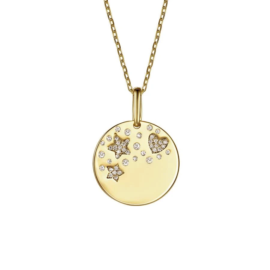 商品Rachel Glauber|Children's 14k Gold Plated with Cubic Zirconia Heart & Lucky Star Galaxy Medallion Pendant Necklace,价格¥595,第1张图片