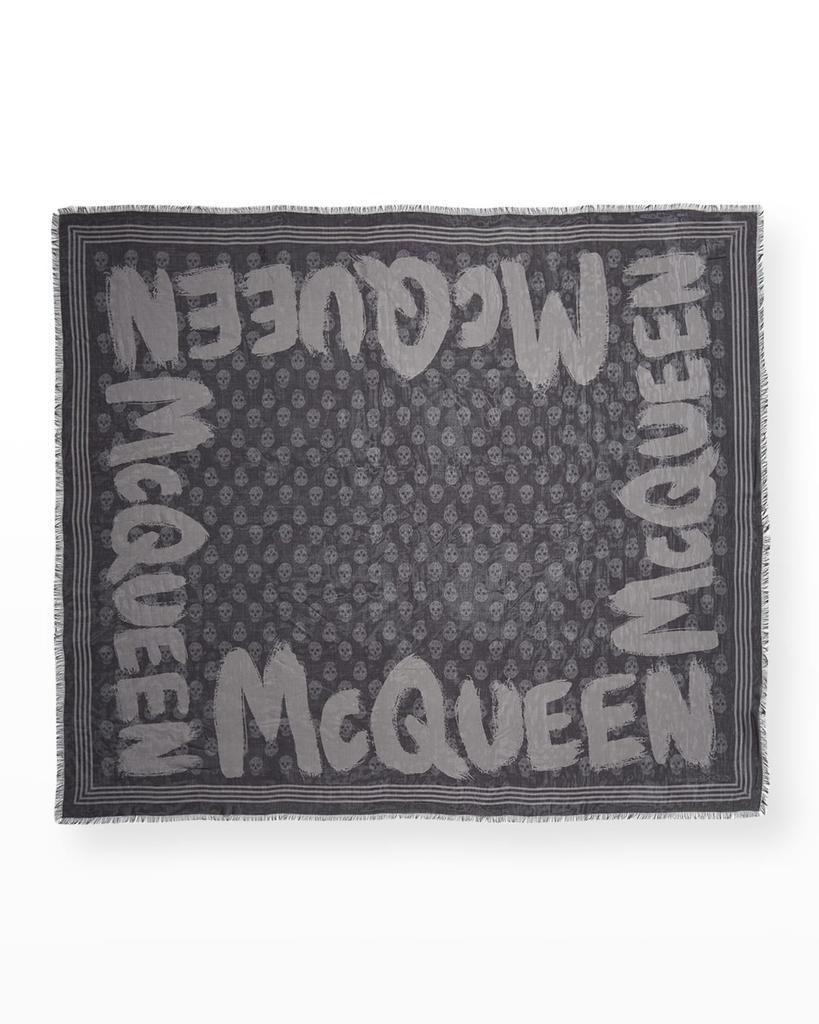 商品Alexander McQueen|Graffiti Logo Skull Biker Scarf,价格¥1916,第4张图片详细描述
