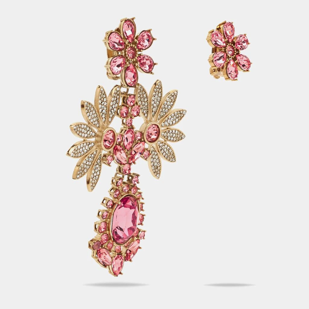 商品[二手商品] Burberry|Burberry Pink Floral Crystal Asymmetric Clip-on Earrings,价格¥1353,第2张图片详细描述