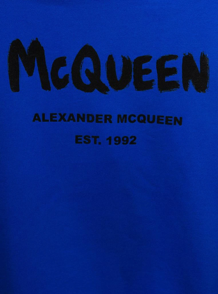 商品Alexander McQueen|Blue Sweatshirt  in Fleece Cotton with Tonal Logo Print on the Front Alexander McQueen Man,价格¥2739,第3张图片详细描述