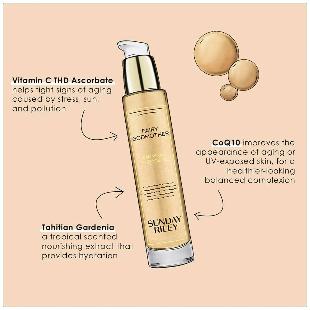 商品Sunday Riley|Sunday Riley Fairy Godmother Shimmering Body Oil Gel,价格¥395,第3张图片详细描述