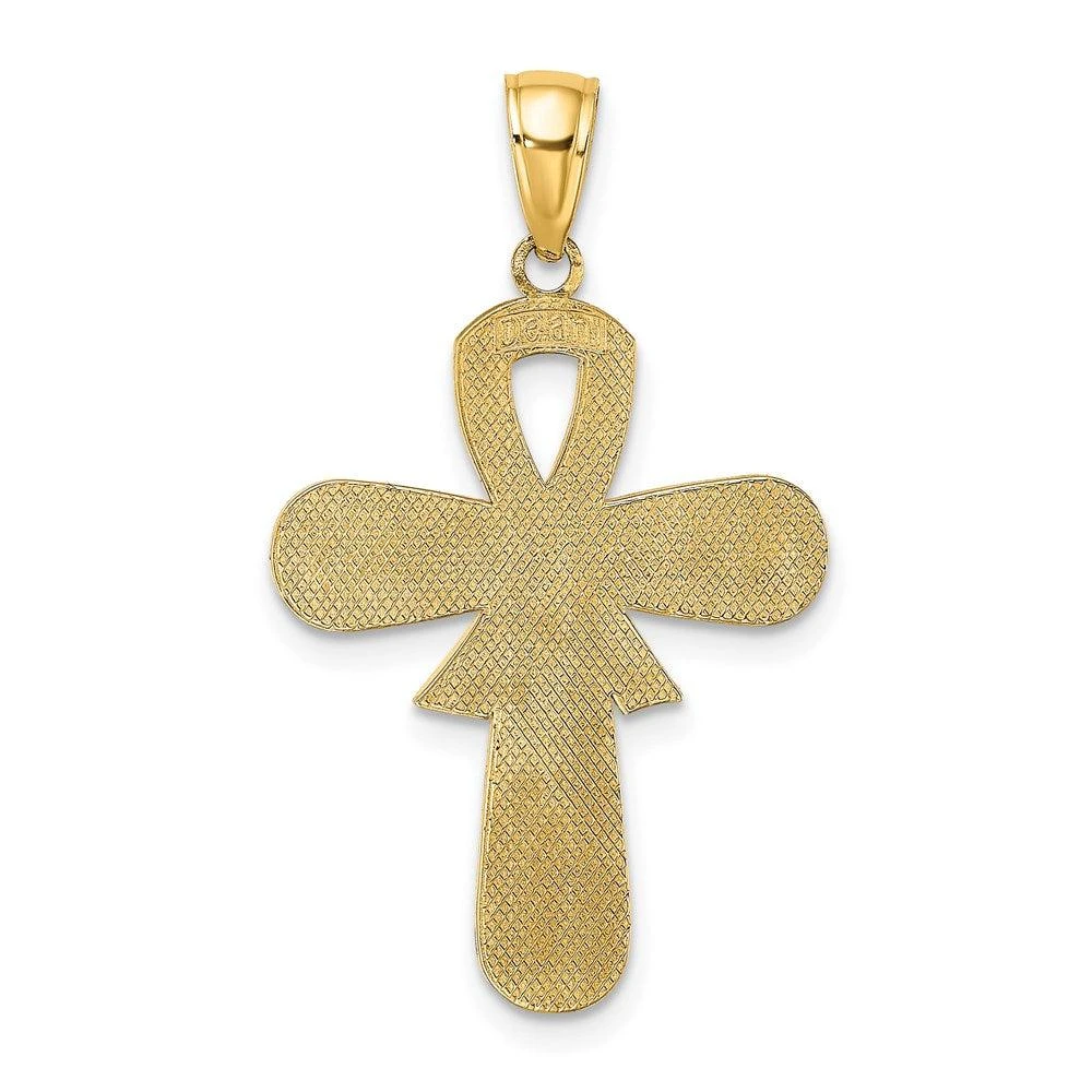 商品Diamond2Deal|14k Yellow Gold Enamel Pink Ribbon Breast Cancer Cross,价格¥2580,第4张图片详细描述