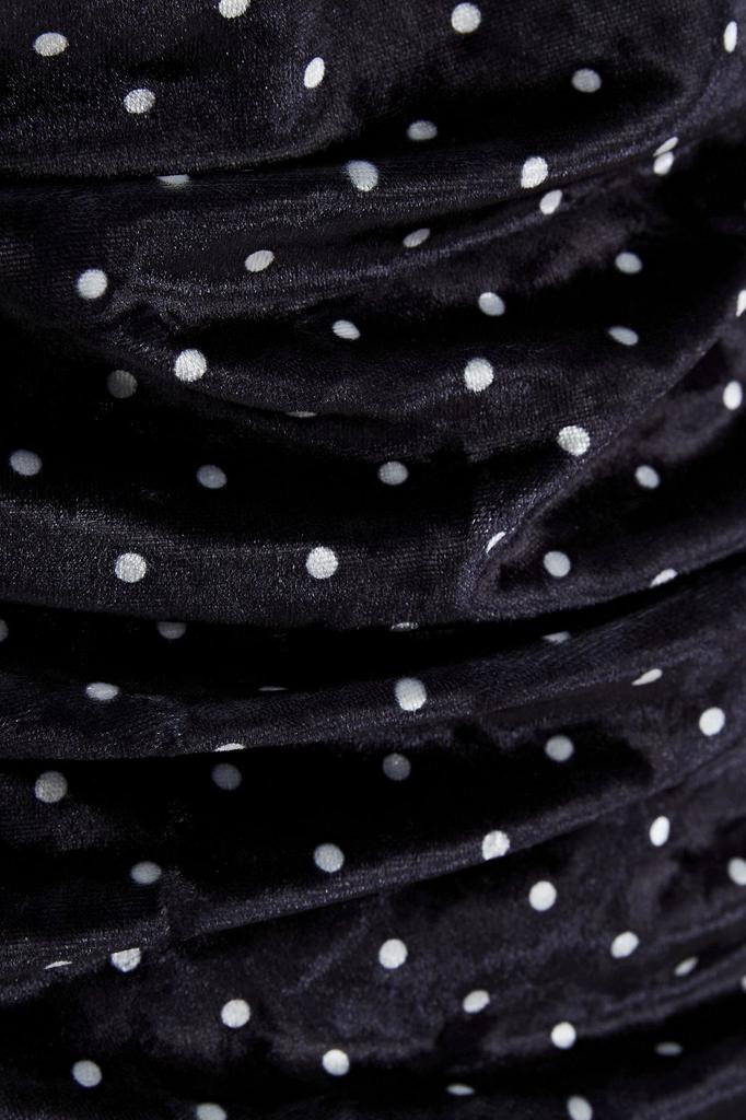 Ruched polka-dot velvet mini dress商品第2张图片规格展示