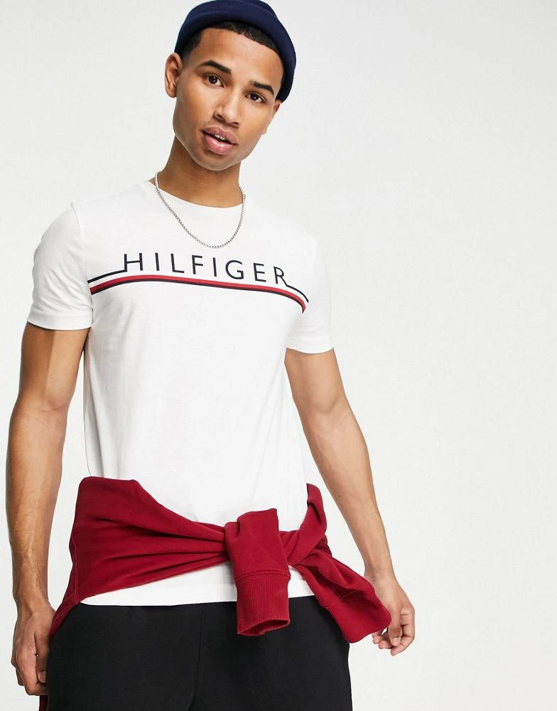 商品Tommy Hilfiger|Tommy Hilfiger corp stripe logo t-shirt in white,价格¥384,第1张图片