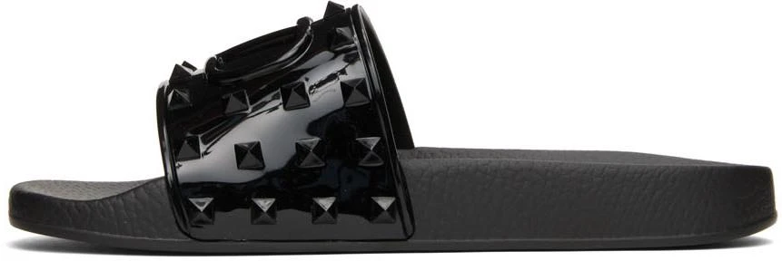 商品Valentino|Black Rubber Summer VLogo Slides,价格¥1553,第3张图片详细描述