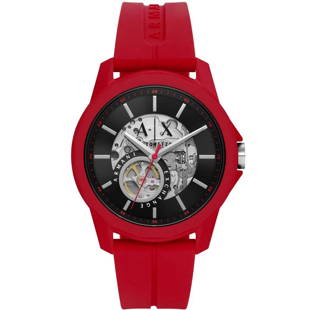 商品Armani Exchange|Men's Automatic in Red Case with Red Silicone Strap Watch, 42mm,价格¥1796,第1张图片