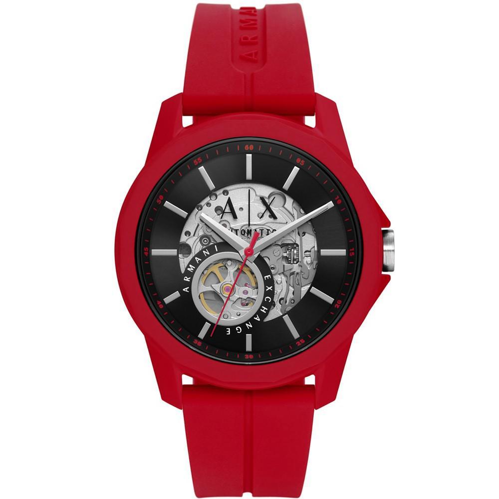 商品Armani Exchange|Men's Automatic in Red Case with Red Silicone Strap Watch, 42mm,价格¥1761,第1张图片