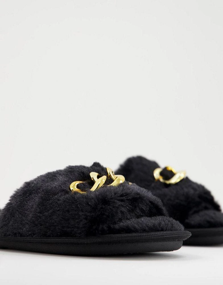 商品Hugo Boss|Truffle Collection chain detail fur slippers in black,价格¥56,第2张图片详细描述