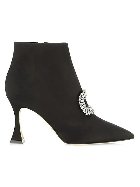 商品Manolo Blahnik|Cantita 90 Embellished Buckle Satin Booties,价格¥4506,第1张图片