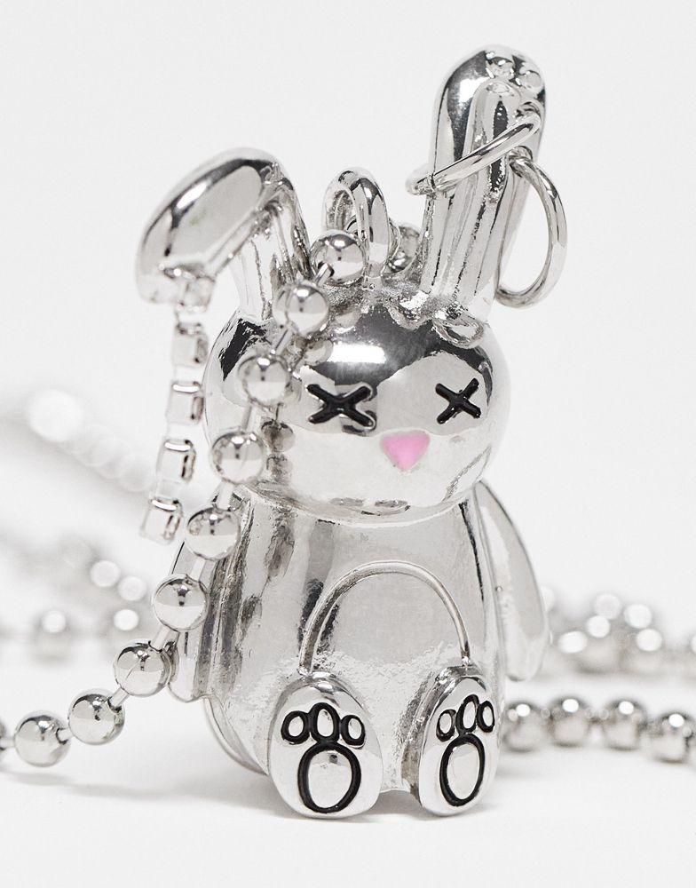 商品Reclaimed Vintage|Reclaimed Vintage unisex necklace with cute bunny pendant in silver,价格¥95,第5张图片详细描述