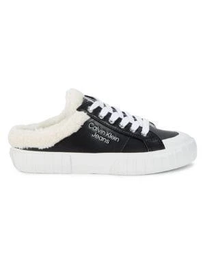 商品Calvin Klein|Veronik Faux Fur-Trim Backless Sneakers,价格¥149,第1张图片