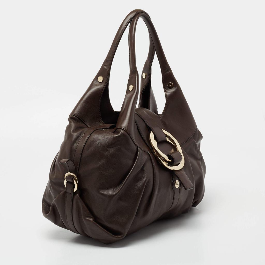 商品[二手商品] BVLGARI|Bvlgari Dark Brown Leather Chandra Hobo,价格¥3459,第5张图片详细描述