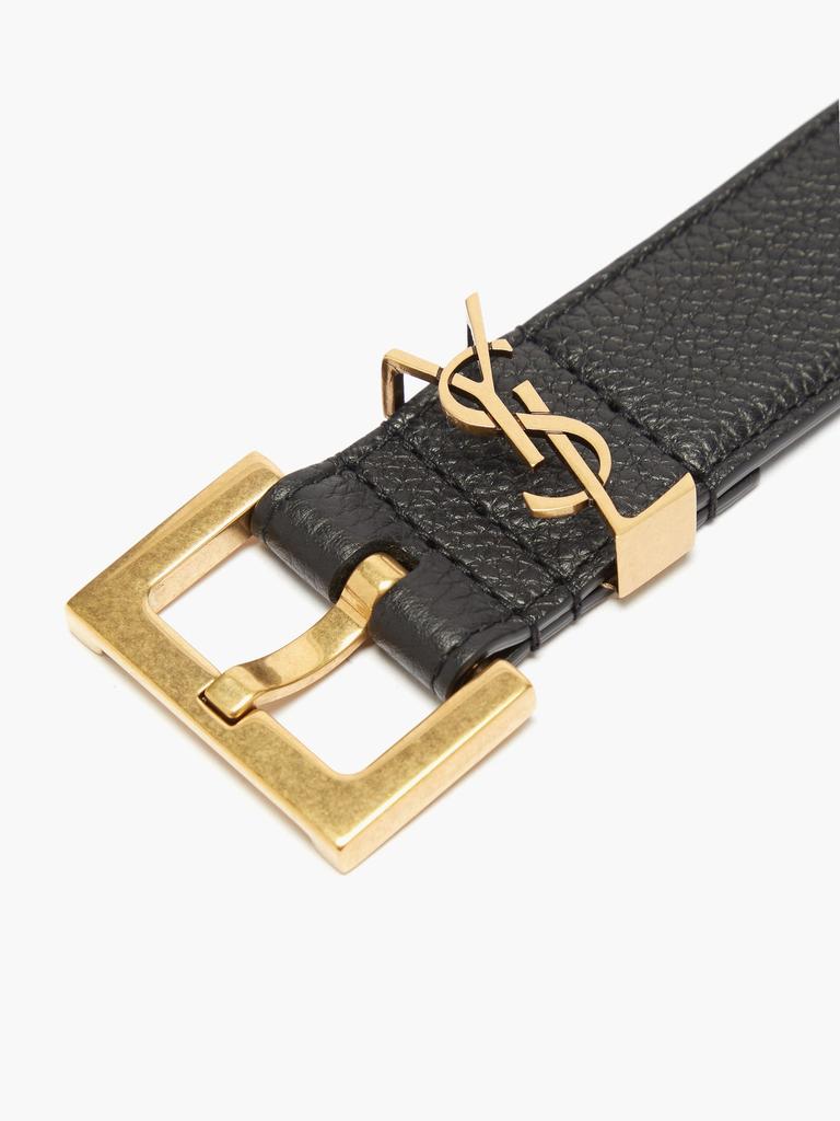 YSL-plaque grained-leather belt商品第2张图片规格展示