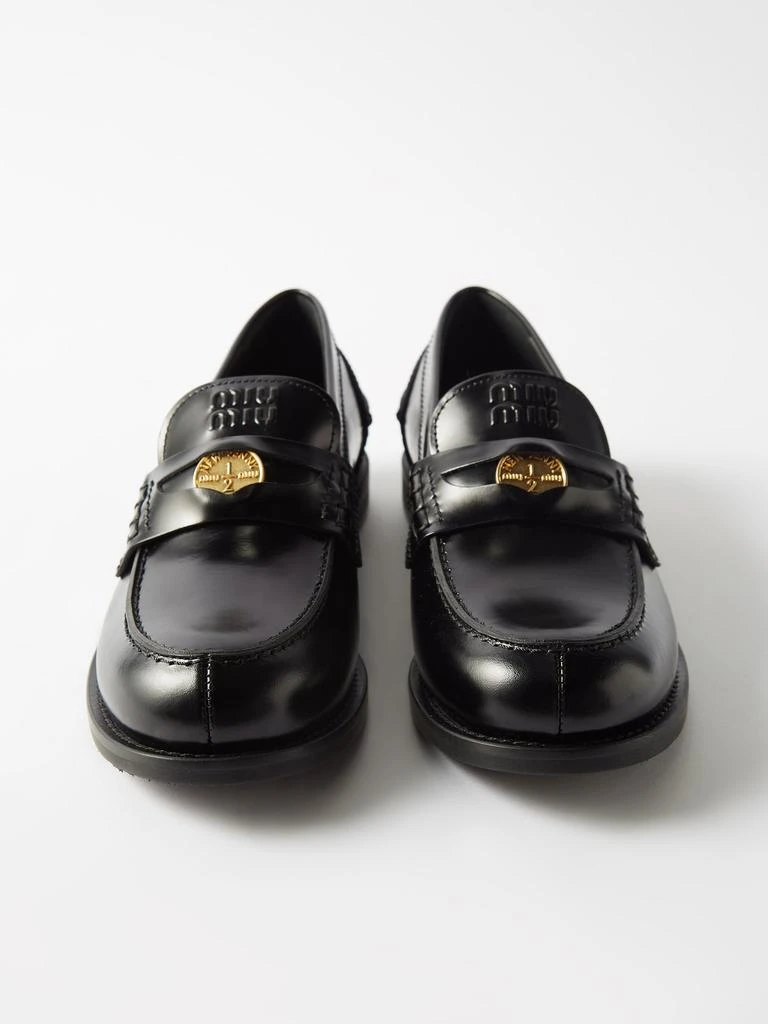 商品Miu Miu|Leather penny loafers,价格¥7842,第4张图片详细描述