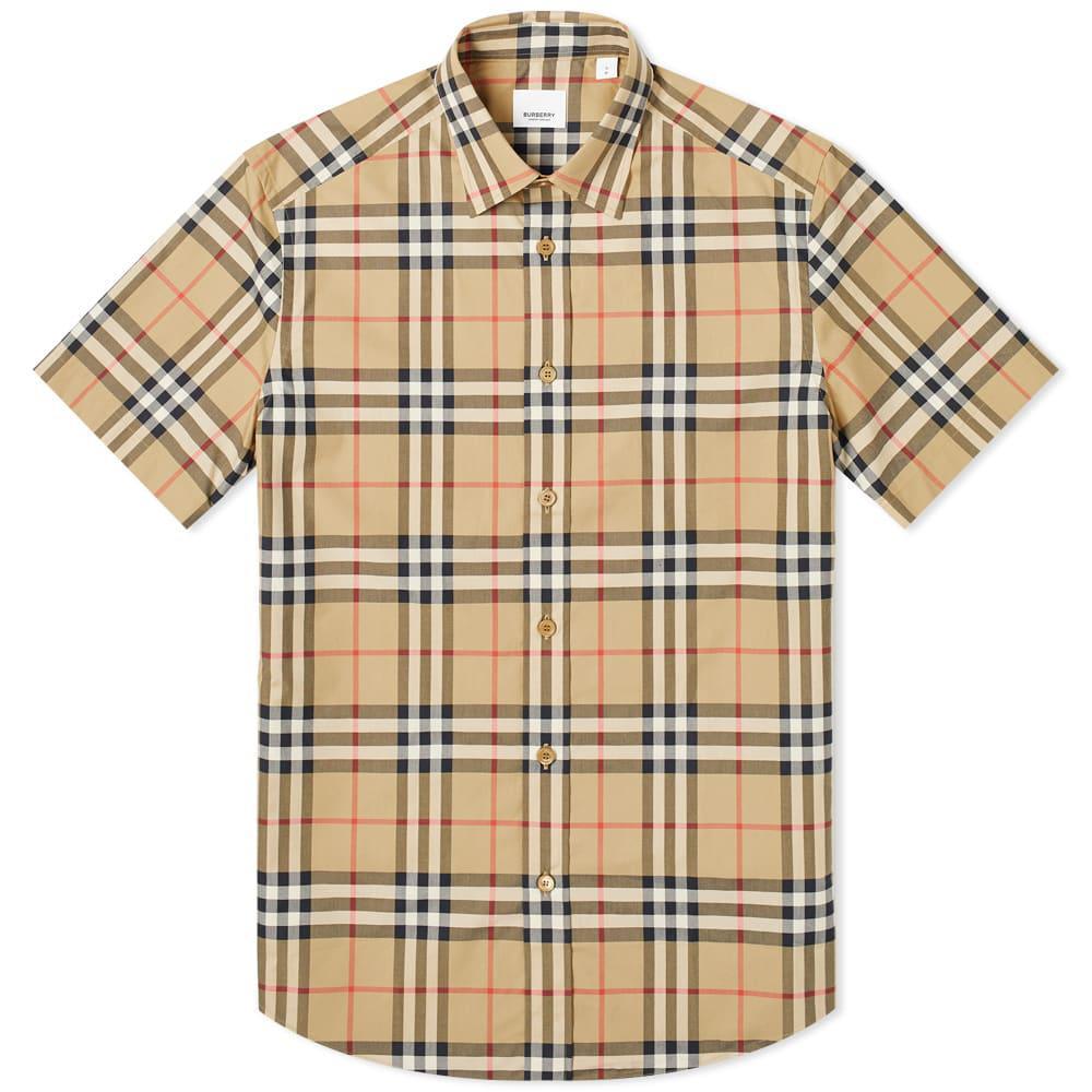 商品Burberry|Burberry Short Sleeve Caxton Check Shirt,价格¥2905,第1张图片