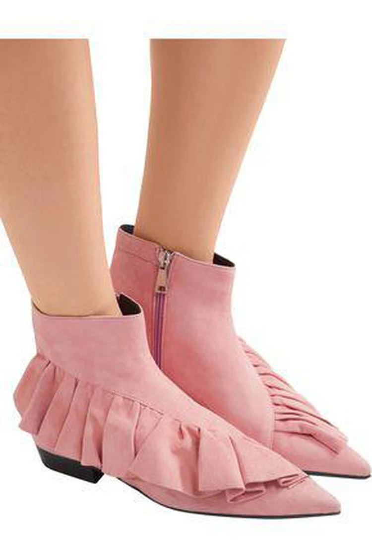 商品JW Anderson|Ruffled suede ankle boots,价格¥4105,第2张图片详细描述