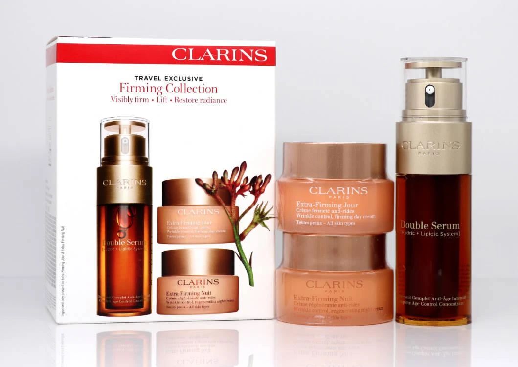 商品Clarins|香港直邮Clarins 娇韵诗双粹精华弹簧日晚霜三件套焕颜赋活套装150ml,价格¥3385,第1张图片详细描述