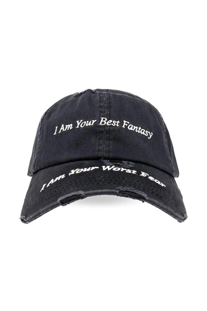 商品Misbhv|Misbhv Slogan Embroidered Distressed Baseball Cap,价格¥560,第1张图片