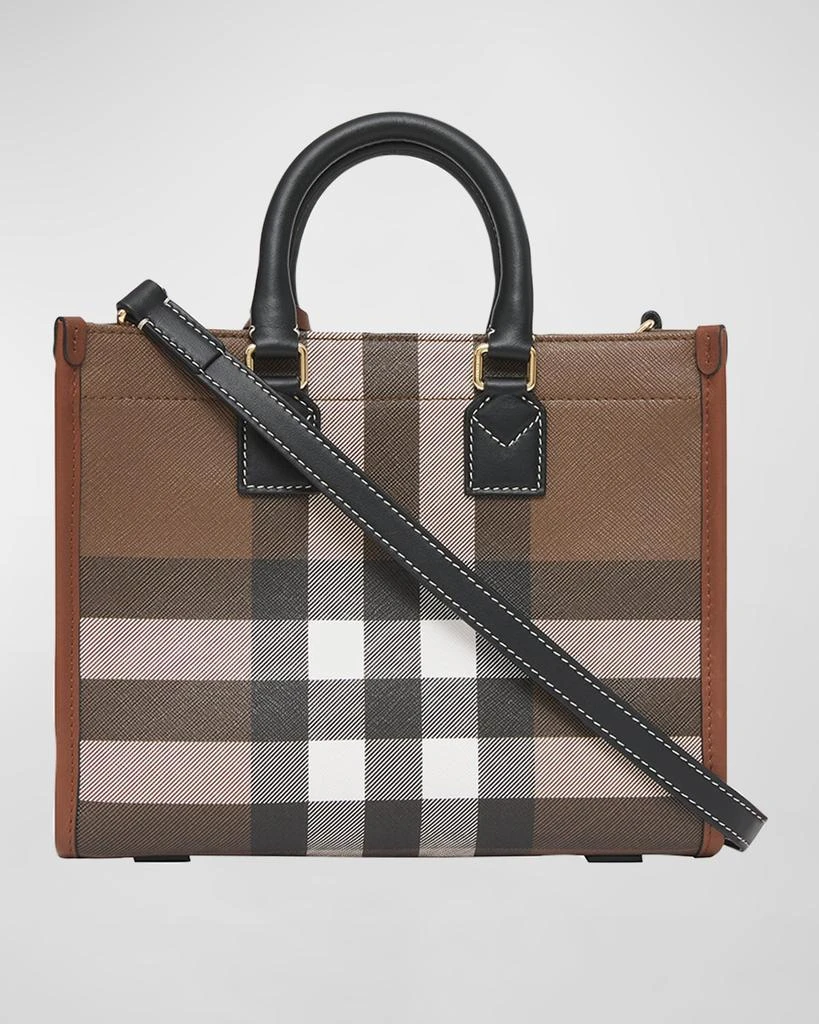 商品Burberry|Freya E-Canvas Check Tote Bag,价格¥13373,第4张图片详细描述