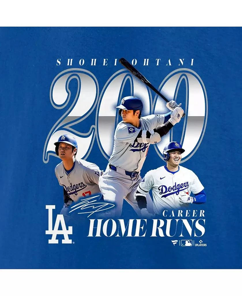 商品Fanatics|Men's Shohei Ohtani Royal Los Angeles Dodgers 200th Career Home Run T-Shirt,价格¥266,第3张图片详细描述