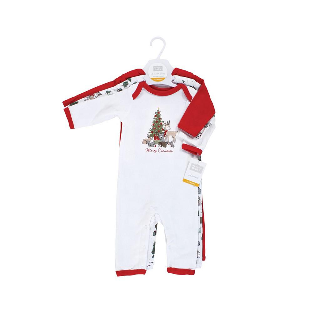 Baby Girls and Boys Christmas Cotton Coveralls, Pack of 3商品第2张图片规格展示