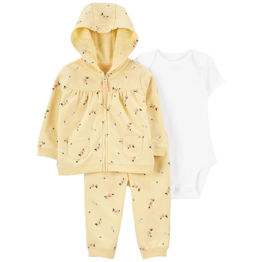 商品Carter's|Baby Girls Bodysuit, Pant and Cardigan, 3 Piece Set,价格¥254,第1张图片